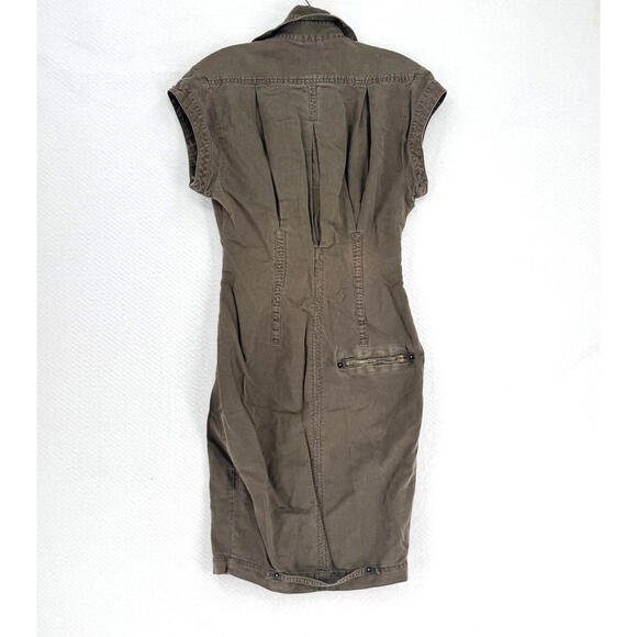 Diesel Green Woven Collared Short Sleeve Utility Cargo Dress Sz XS - Picture 4 of 6
